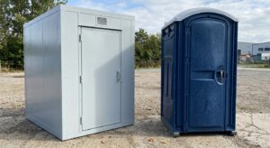 Comparison of fire rated portable toilet and standard plastic portable toilet