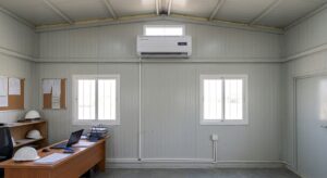 Insulated sandwich panel construction used in Dubai site offices