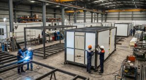 Portacabin manufacturing facility producing site offices for Dubai projects