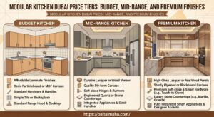 Modular Kitchen Dubai price tiers budget, mid-range, and premium finishes