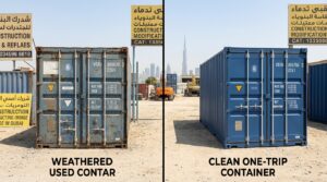 New versus used container for construction options compared side by side in Dubai