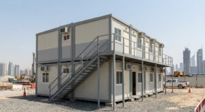 Two-story site office cabins supplied by porta cabin suppliers in Dubai