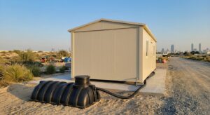 Completed portacabin with a septic tank ready for delivery in Dubai