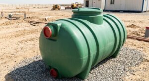 Polyethylene septic tank used with a portacabin installation in Dubai