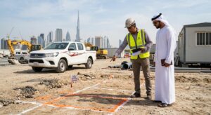 Site assessment before installing a portacabin with a septic tank in Dubai