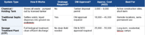 Three Waste System Options - Side-by-Side Comparison