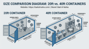 20ft container next to a 40ft container