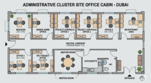 Administrative cluster site office cabin Dubai floor plan