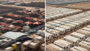 Compliant vs non-compliant labour camp cabin setup in Dubai - what MOHRE inspectors look for