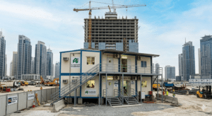 G+1 double storey site office cabin Business Bay Dubai high rise construction