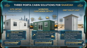 Three types of porta cabins available in Sharjah - sandwich panel, container, GRP