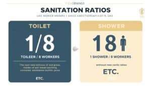 MOHRE toilet ratio requirements UAE construction sites 2026