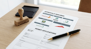 flat-lay photo of a set of official-looking documents