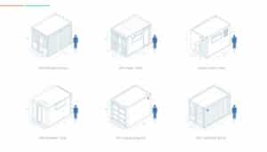 Toilet cabin sizes Dubai  - dimension guide GRP prefab container