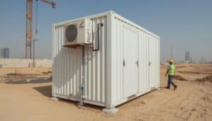 Prefab sandwich panel toilet cabin Dubai construction site UAE
