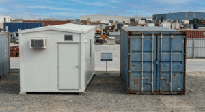 Insulated portacabin storage unit vs. bare container - Sharjah industrial area rental