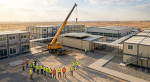 Completed construction site cabin setup by Bait Al Maha, Dubai