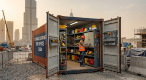 Storage container cabin for construction site, Dubai