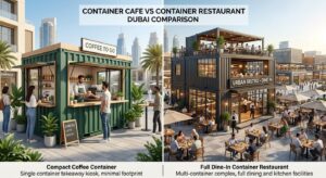 Container cafe vs container restaurant Dubai comparison
