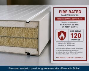 Fire-rated sandwich panel for government site office cabin Dubai