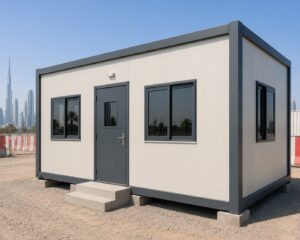 Government project site office cabin exterior - Dubai