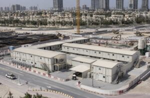 Large construction project site office complex on a Dubai development