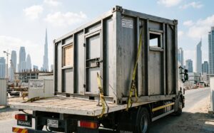 Purpose-built steel container unit for a Dubai containerized block office
