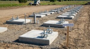 prepared foundation before cabins are placed