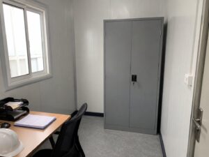 secure storage cabinet in a site office cabin