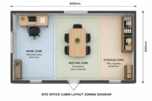 site office cabin layout zoning diagram