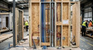 vertical utility chase during manufacturing